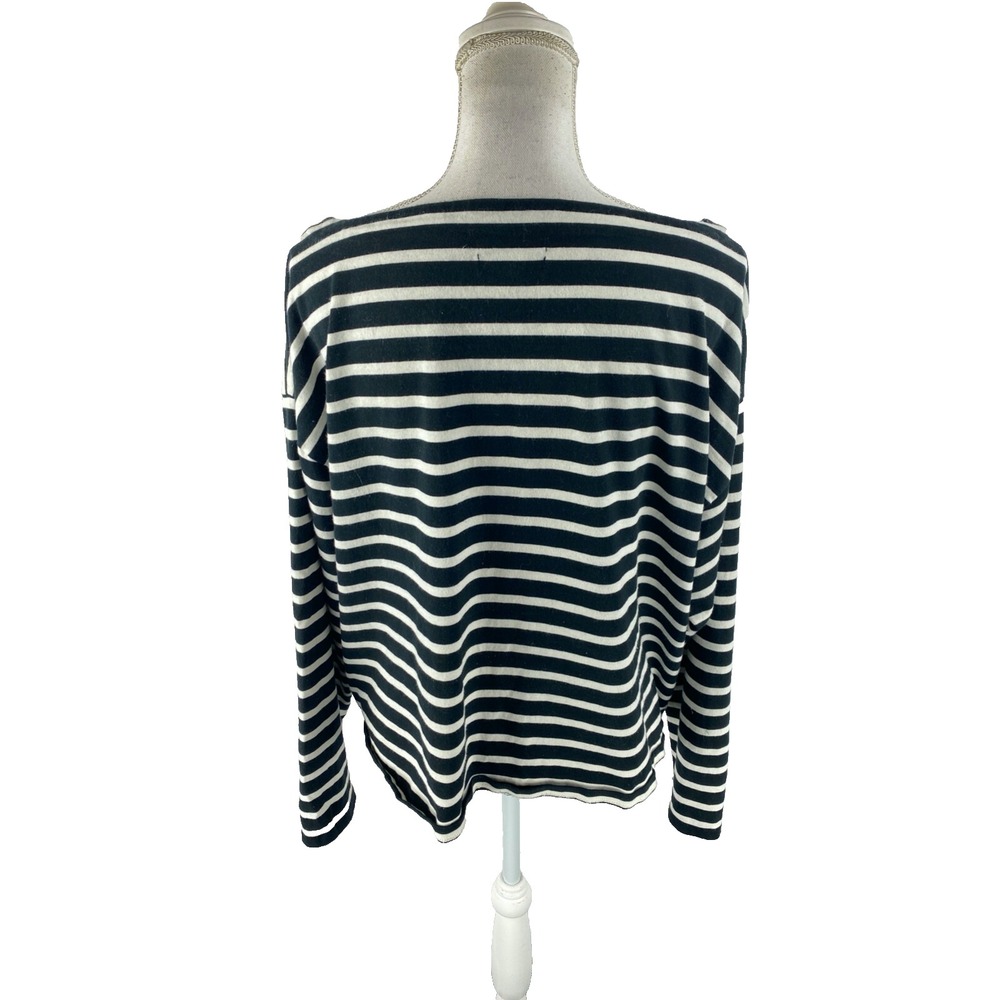 J Crew Classic Mariner Cloth Boatneck T-Shirt in Black Stripe 2XL Cropped Fit‎ - Picture 6 of 9
